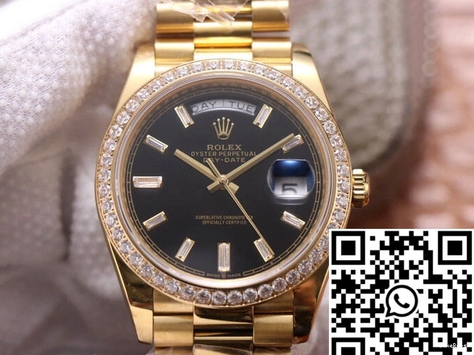 Day-Date M228348RBR-0001 Rolex Black EW Yellow Factory Dial Gold 0812